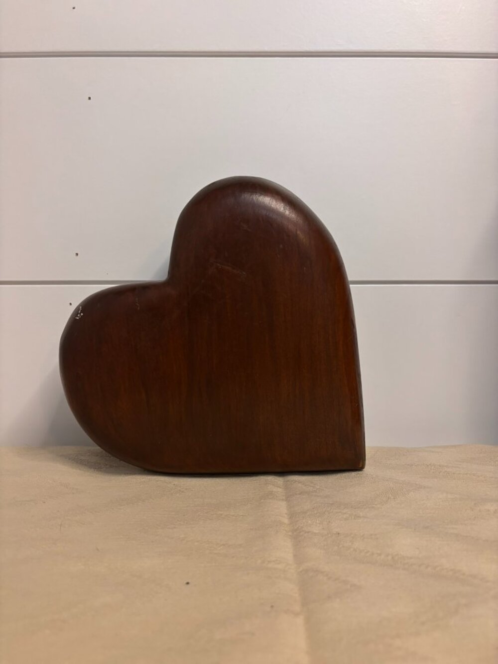 VTG Hand Carved Heart Wooden Jewelry Box